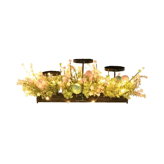 Easter Decoration, Easter LED Egg Candle Holder Centerpiece – Artificial Greenery Table Decoration, Festive Holiday Party Décor,Dining Table Centerpiece,Spring Floral Arrangement,Event & Home Display