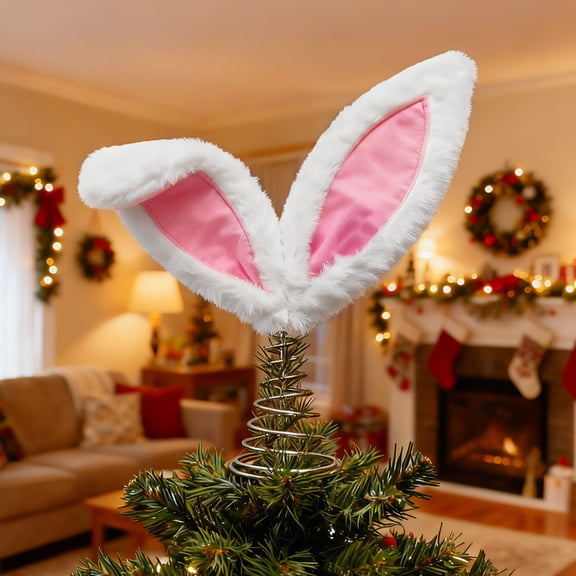 Easter Decoration Easter Tree Topper with Bunny Ears Metal Spiral Bunny Ornament Rabbit Christmas Tree Decor for Easter Holiday Decoration Spring Party Supplies