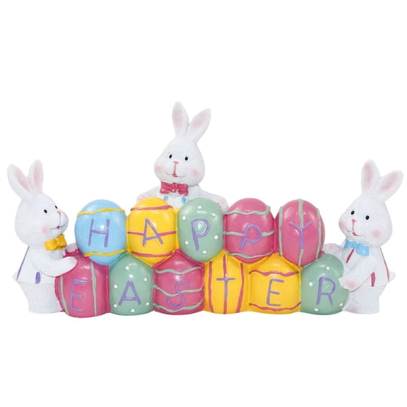 Easter Table Decor Eggs Bunny Figurine Tabletop Centerpiece Hand-Painted Resin Decor for Home Room Office Party