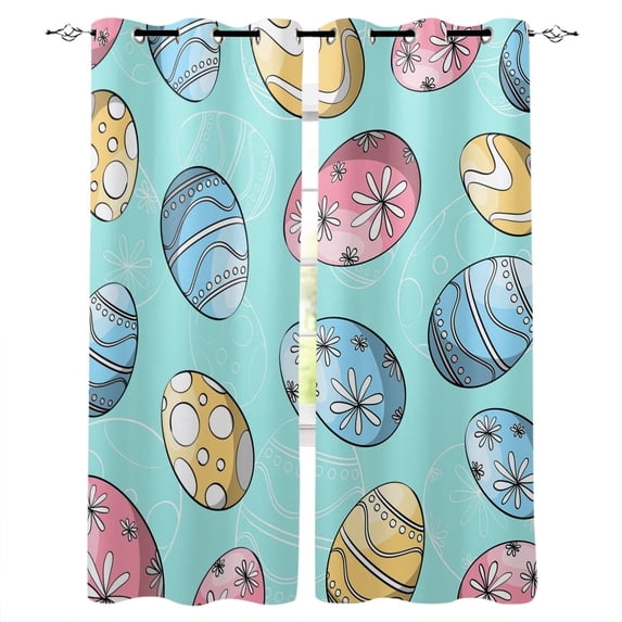 Easter Decoration For Home Easter Eggs Curtains For Bedroom Window Curtains For Living Room Window Treatments