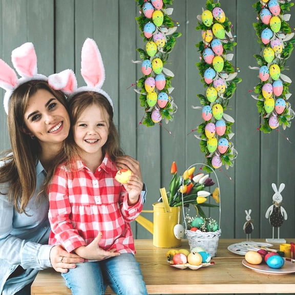 Easter Decoration Garland with Rattan, 70cm Holiday Party Indoor Pendant and Door Hanging