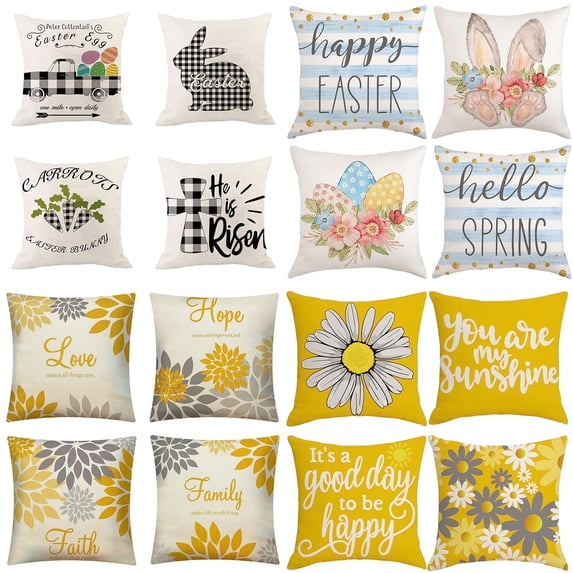 Easter Decoration Pillow Covers 18x18 In, Cozy Holiday Design Indoor Ambience Decorative Bed Pillow Covers