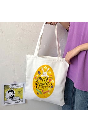 Easter Decoration Savings DYTTDG Easter Bunny Basket Bags for Kids,Canvas Cotton Personalized Candy Basket Rabbit on Clearance