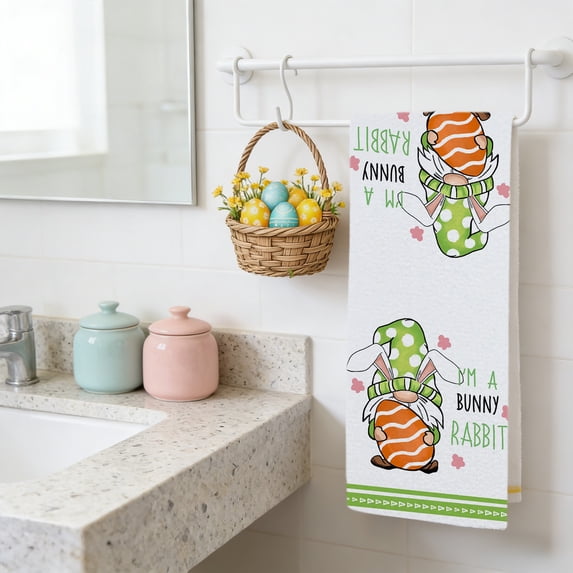 Easter Decoration Set Spring Home Decor, Bunny Decor for Home, Indoor, Tiered Tray, Spring Rabbit Stuffed Centerpiece Table, Easter Basket Stuffers Essentials for Women, Gnome Surprise