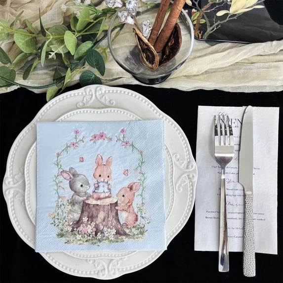 Easter Decoration Set Spring Home Decor, Bunny Decor for Home, Indoor, Tiered Tray, Spring Rabbit Stuffed Centerpiece Table, Easter Basket Stuffers Essentials for Women, Gnome Surprise