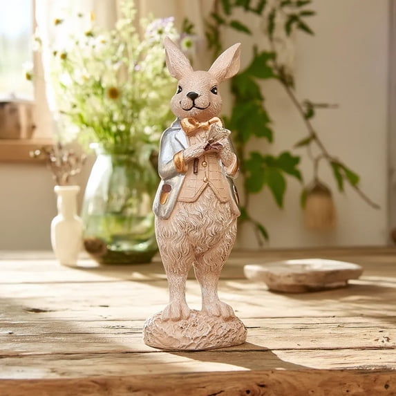 Easter Decoration Set Spring Home Decor, Bunny Decor for Home, Indoor, Tiered Tray, Spring Rabbit Stuffed Centerpiece Table, Easter Basket Stuffers Essentials for Women, Gnome Surprise
