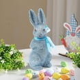 thumbnail image 1 of Easter Decoration Sparkling Foam Bunny Figurine with Bow tie 8.6" Glitter Rabbit Tabletop Ornament for Easter Centerpieces Spring Home Office Table Decor, 1 of 6