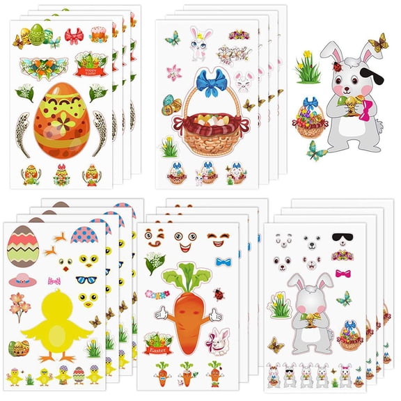 Easter Decoration Sticker 20 Sheets Easter Eggs Stickers Easter Bunny Sticker Easter Eggs Labels Easter Theme Stickers
