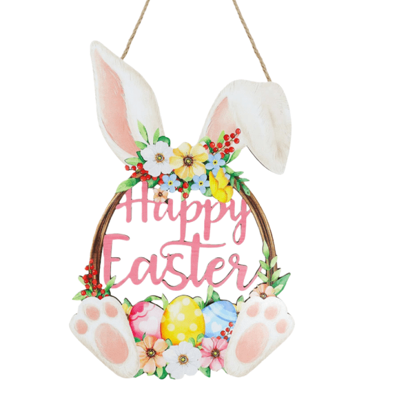 Easter Decoration Wood Door Wall Signs-Rabbit Spring Decoration for Spring Easter Home Farmhouse Party Porch Wall Decor Style2