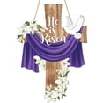 thumbnail image 1 of Easter Decoration Wood Door Wall Signs, Wooden Wreaths Front Door Sign Cross Sign Christian Jesus Lily Flowers Ornaments Hanging Crafts for Spring Home Farmhouse Party Porch Wall Decor, 1 of 7