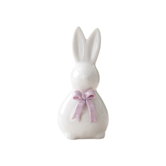 Easter Decorations,1 Pcs,4.6x2.1 Inch,Mini Small Ceramic Pastel Easter Bunny Decor Rabbit Figurine Spring Table Centerpieces Lively Cute Bunny for Home Spring Party Decorations Collectible Figurines