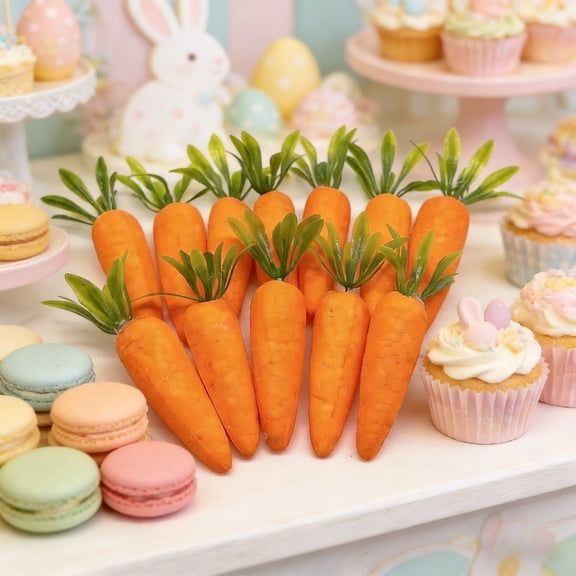 Easter Decorations 12 Pcs Carrot Ornament,Artificial Decor for Spring Crafts,Fireplace,Home,Kitchen Party Supplies