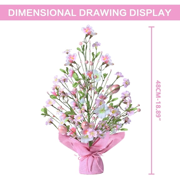 Easter Decorations, 18 Inch Artificial Easter Pink Egg Flower Tree Tabletop Decorations, for Home Party Wedding Holiday Spring Summer Decor.