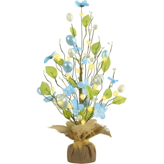 Easter Decorations, 18 Inch Easter Artificial Egg Tree Tabletop Decor with Delicate Ornaments, for Home Party Wedding Holiday Spring Summer Decoration, Blue/White.