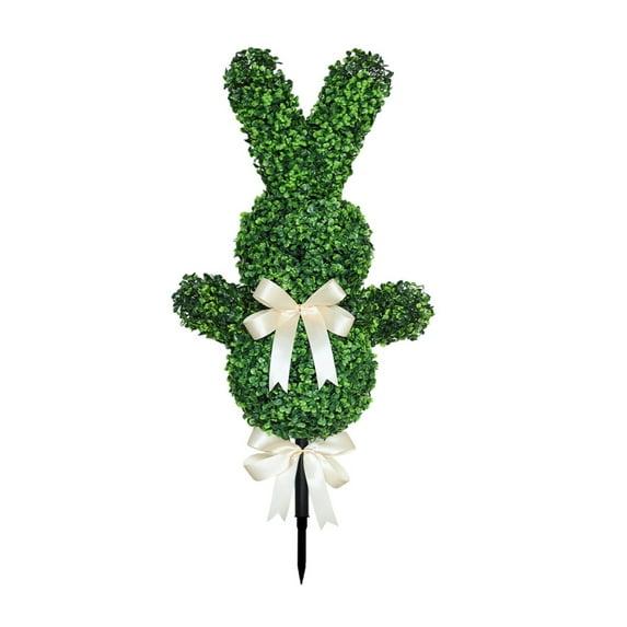 Easter Decorations -35.5inch Boxwood Bunny Topiary with Bow - 2026 Artificial Bunny Shaped Tree for Indoor Outdoor Decor - Spring Decoration for Home Yard Front Door Porch Mantle Party,