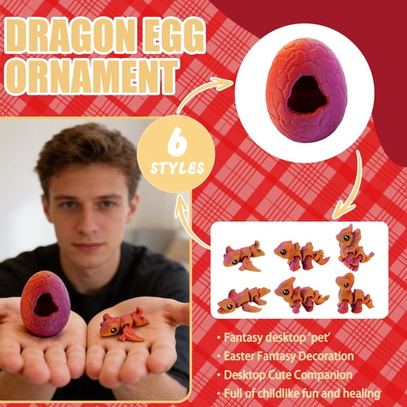 Easter Decorations 3D Printed Dragon Animal Figurines Collection Models for Kids, Educational Toys for Collectors, Birthday Gift Party Home Decor, 2.36", 1Pcs