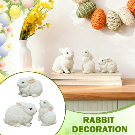 Easter Decorations - 3PCS Bunny Garden Statues Set Outdoor Easter Decorations Cute Rabbits Figurines Lightweight Bunny Decor for Porch Yard Flower Pots Spring