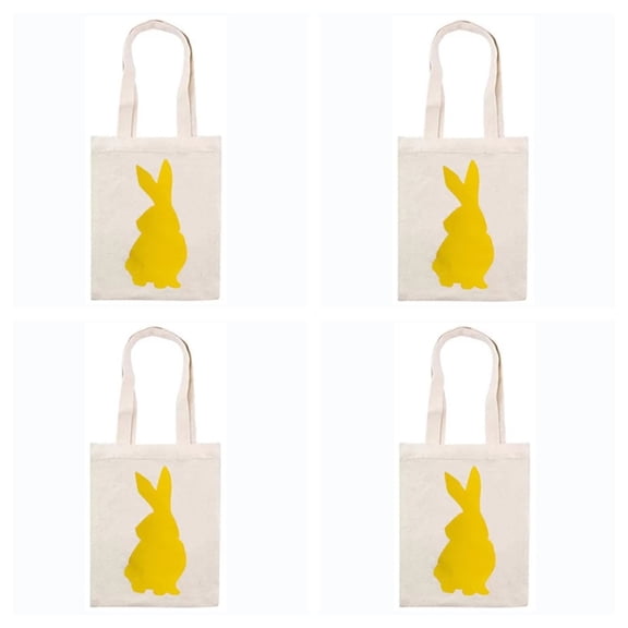 Easter Decorations 4pcs Easter Bunny Canvas Tote Bag for Kids Boys Girls Aesthetic Funny Peeps Rabbit Tote Bag Shopping Grocery Bag Beach Bag Gifts for Women Teacher Bag Reusable Grocery Bag