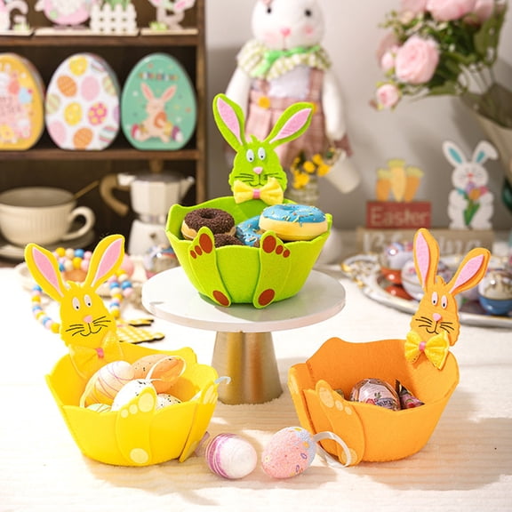 Easter Decorations, 6.3In Easter Rooster Decor Basket, Colorful Storage Organizer For Home Table Spring Decor Supply, Yellow