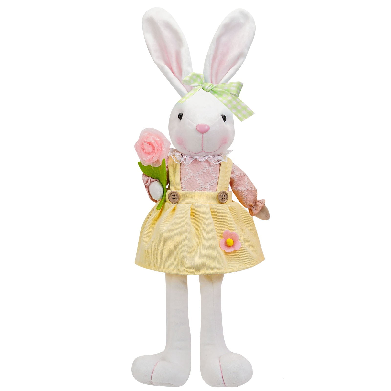 24" Yellow and Pink Plush Easter Bunny Doll