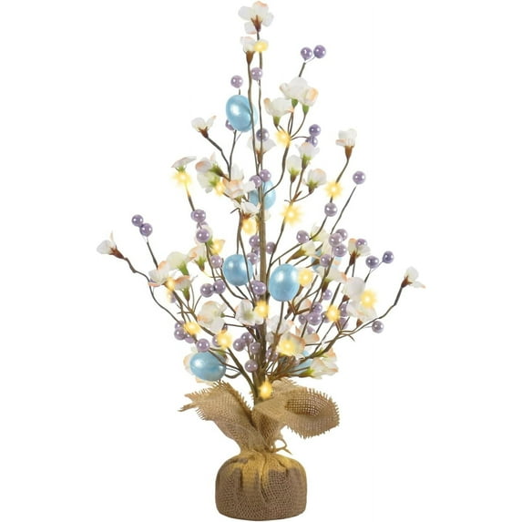 Easter Decorations, Artificial 18 Inch Easter Egg Tree Tabletop Decor with Delicate Ornaments, for Home Party Wedding Holiday Spring Summer Decoration, Purple/Blue.