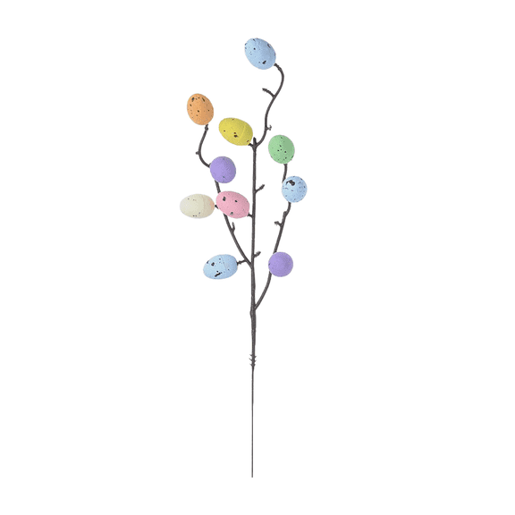 Easter Decorations Artificial Flower Branch with Colorful Blooms & Easter Eggs – Spring Table Centerpiece for Home, Party & Holiday Display, 18-inch