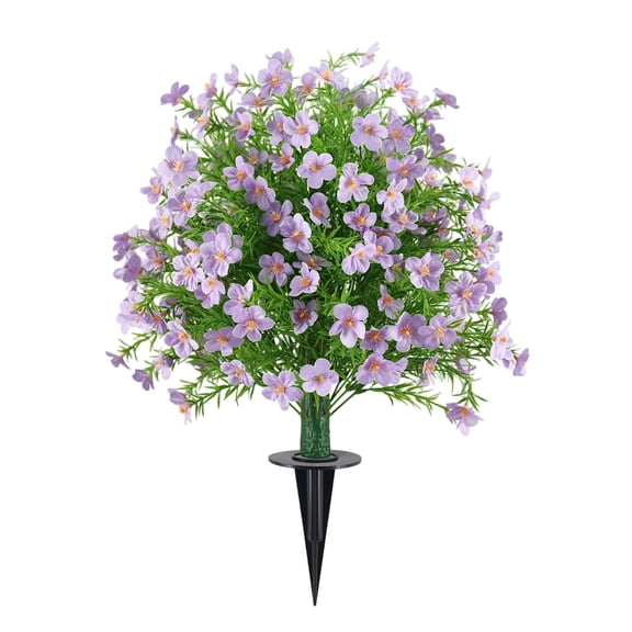 Easter Decorations Artificial Flowers for Outdoor Decor, 23.6in Faux Fake Plant Stake for Garden , Spring Summer Fake Green Ground Insert, Home Decoration Purple
