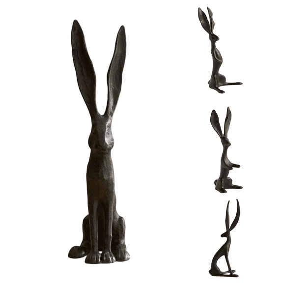 Easter Decorations, Black Bunny Statue - 10" Resin Rabbit Sculpture Easter Figurine, Easter Basket Stuffers - Elegant Holiday Decor for Tabletop, Mantel, Living Room, Office
