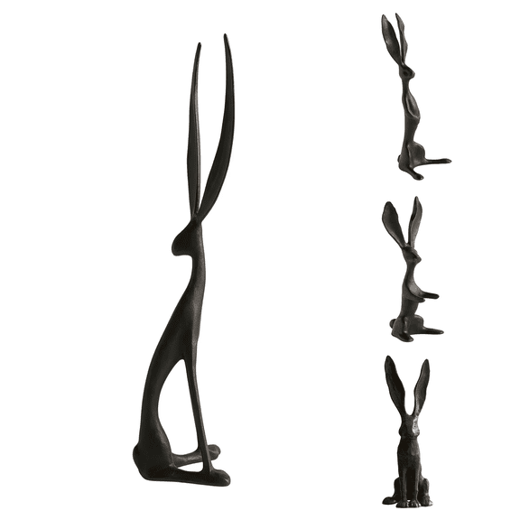 Easter Decorations, Black Bunny Statue - 10" Resin Rabbit Sculpture Easter Figurine, Easter Basket Stuffers - Elegant Holiday Decor for Tabletop, Mantel, Living Room, Office