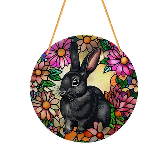 Easter Decorations Bunny 2D Acrylic Hanging Ornament 3.94in for Home Window Decor, Spring Easter Decor Gift for Kids Basket Stuffers
