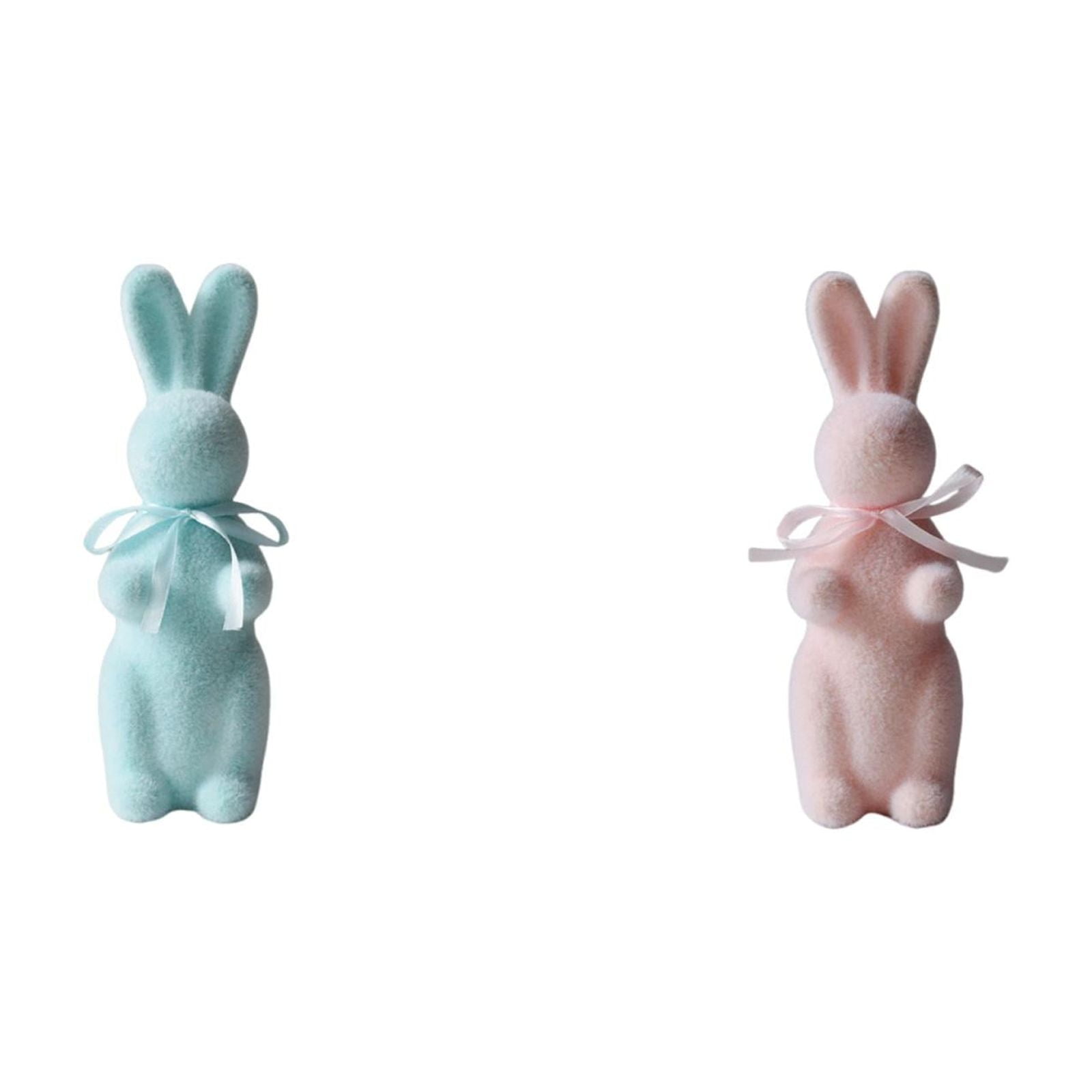 Easter Decorations Bunny Decor,Flocked Resin Rabbit Figurines Set ...