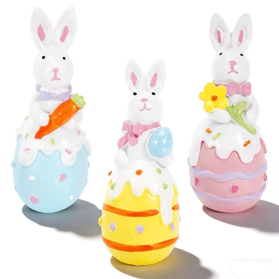 3 Pcs Easter Bunny Figurines Resin,Spring Centerpieces for Tables Decor, Easter Decorations for The Home,Table,Office,Garden,Party,Gifts