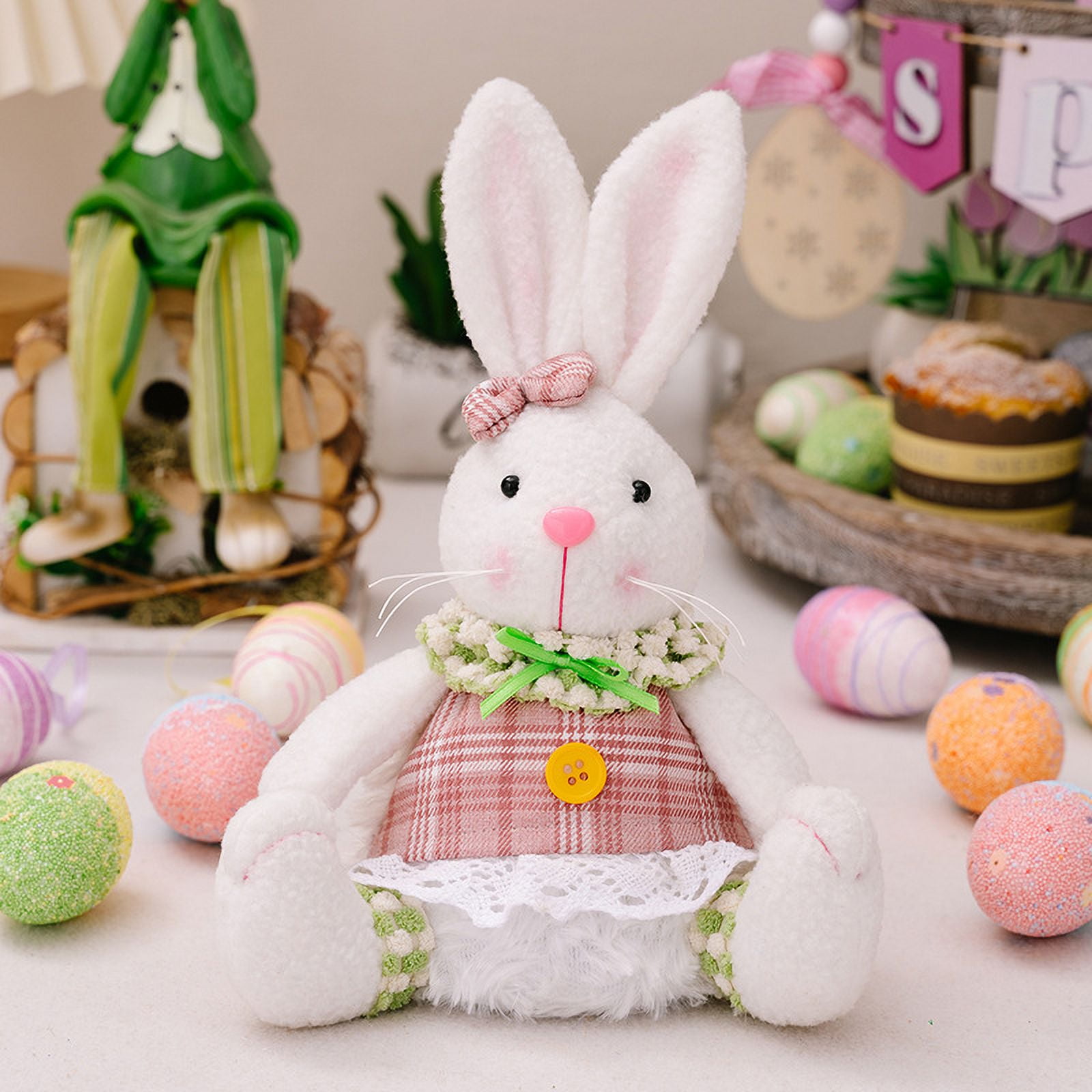 Easter Decorations Bunny, Lighted Bunny Plush Figurine, Light up