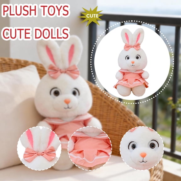 Easter Decorations Bunny Plush Toy 15.7in Cute Bunny Stuffed Animal Soft Cuddly Doll Birthday Gift for Friends Graduation Present Bedroom Decor Collectible Toy C