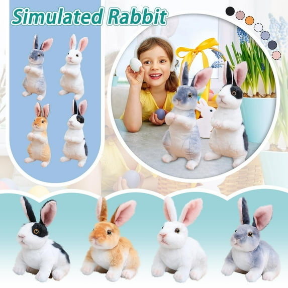 Easter Decorations Bunny Plush Toy , 9.45" Black Sitting Bunny Stuffed Animal , Soft Cuddly Easter Decoration and Gift for and Collectors Black, 1Pcs