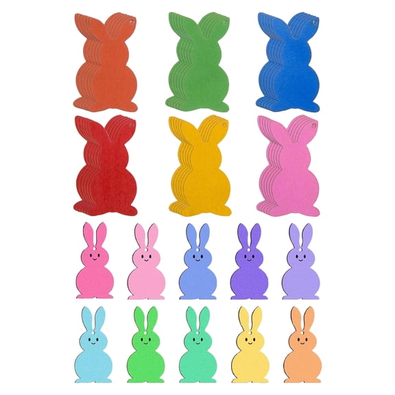 Easter Decorations Bunny Shaped Hanging Tags, Colorful Cut Paper Bunny Labels With Jute String Hanging Decorations, DIY Party Favor Tags For Gift Wrapping & Spring Easter Home Decoration