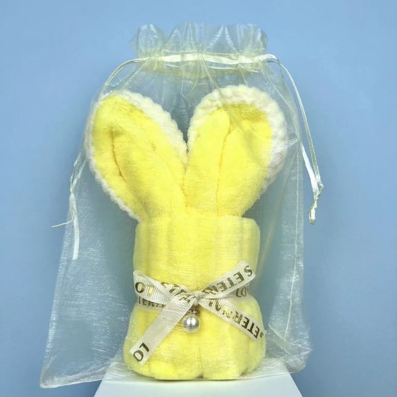 Easter Decorations, Bunny Towel Gift, Coral Fleece Rabbit Towel Soft Cute Animal Shape Hand Towel for Bathroom Kitchen Easter Gift Spring Home Decoration