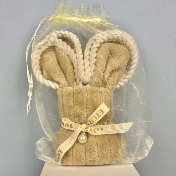 Easter Decorations, Bunny Towel Gift, Coral Fleece Rabbit Towel Soft Cute Animal Shape Hand Towel for Bathroom Kitchen Easter Gift Spring Home Decoration