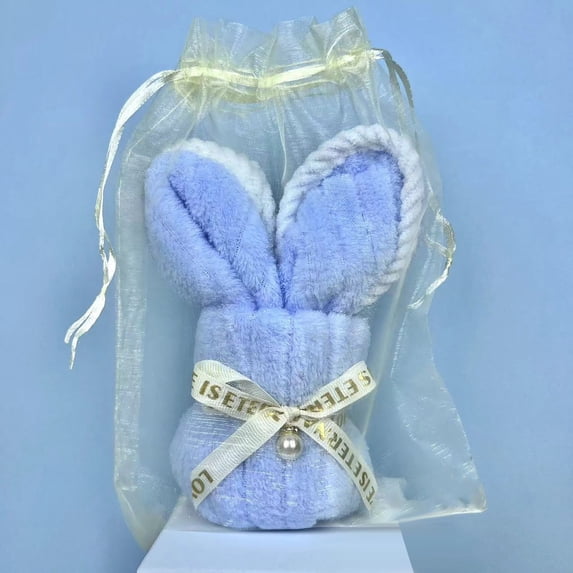 Easter Decorations, Bunny Towel Gift, Coral Fleece Rabbit Towel Soft Cute Animal Shape Hand Towel for Bathroom Kitchen Easter Gift Spring Home Decoration