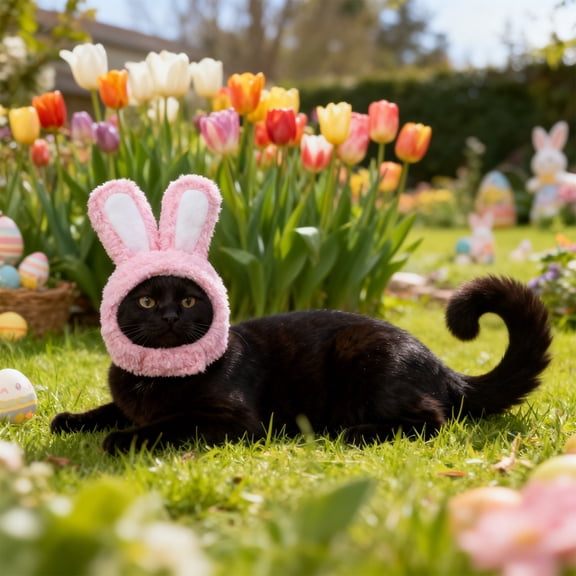 Easter Decorations Cats Dress Bunny Rabbits Hat with Ears for Cats and Small Dogs Ideal Easter Halloween Christmas Pet Accessory Home Decor Collection