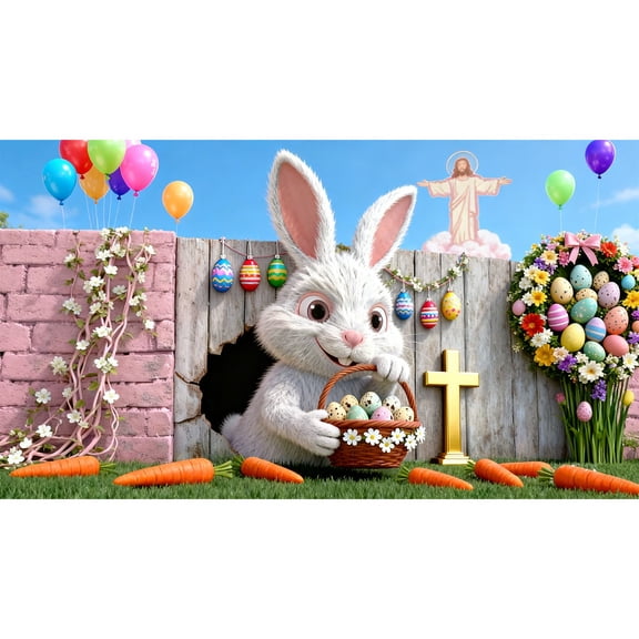 Easter Decorations Celebrate Easter With A Easter Bunny Garage Banner That And Joy To Your Garage And Makes You The Center Of Attention In The ! Flags_ Banners & Accessories