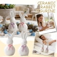 thumbnail image 1 of Easter Decorations Ceramic Easter Bunny Decor Rabbit Figurine Spring Table Centerpieces Lively Cute Bunny for Home Spring Party Decorations Beige 4.5 In, 1 of 8