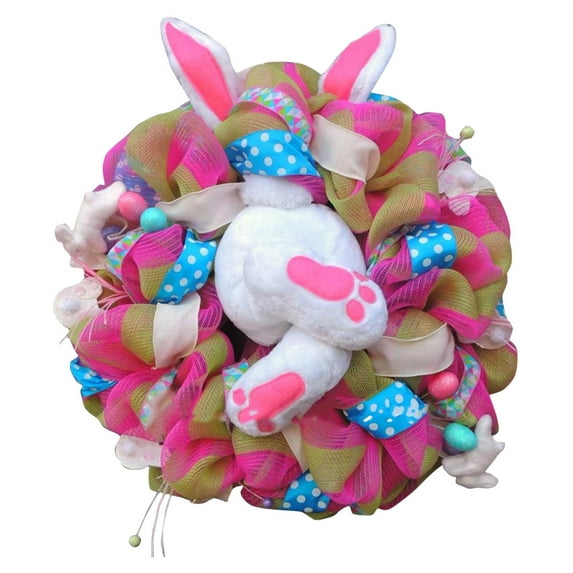 20 Inch Easter Wreath for Front Door Easter Door Decorations Easter Egg Wreath Gifts Party Holiday Wall Home Window Decor Spring Flower