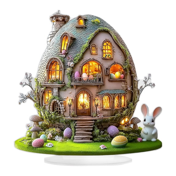 YWIYIUD Green 2D Easter Bunny Tabletop Ornament, Acrylic Decorative Sculpture Figurine for Home Kitchen
