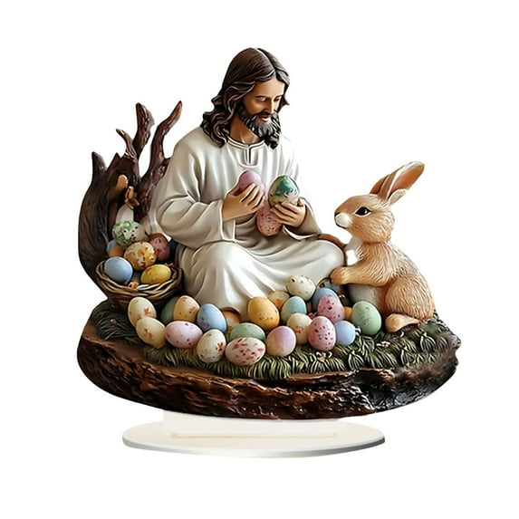 Easter Decorations Colorful Easter Bunny Tabletop Ornament,Spring Fashion Decorative Sculpture Figurine 2D Acrylic for Home Kitchen Easter Party,Birthday Gifts for Women Green-s