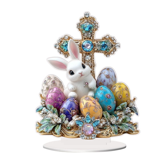Easter Decorations Colorful Easter Bunny Tabletop Ornament,Spring Fashion Decorative Sculpture Figurine 2D Acrylic for Home Kitchen Easter Party,Birthday Gifts for Women C-f