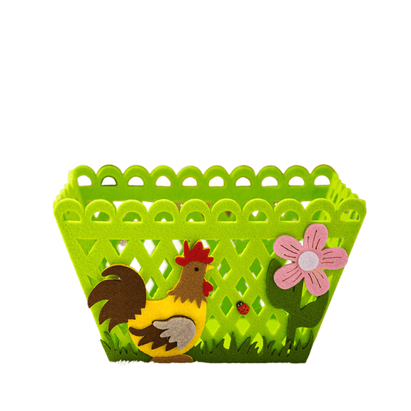 Easter Decorations Colorful Rooster Storage Basket - Non-Woven Fabric Reusable Cute Chicken Design With Grass Flowers, Lightweight For Home Classroom Decor - Ideal For Storing