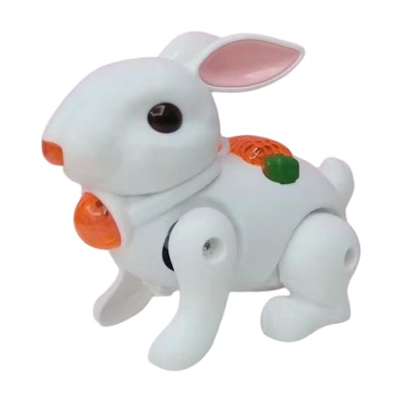 Easter Decorations Crawling Toys - 4.7" Dancing Bunny Toy with Music and Led Lights, Interactive Easter Bunny Plush Toy , Fun Easter Gifts, Battery Operated Rabbits Toy White, 1Pcs