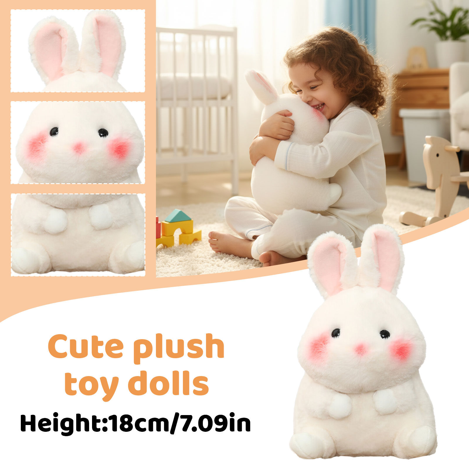 Teddy Rabbit For Girls Easter Decorations Cute Bunny Plush Toy 11 inch Bunny Stuffed Animal ...