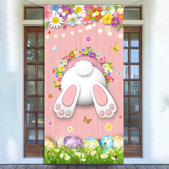 Easter Decorations Cute Easter Bunny Door Cover Happy Easter Party Supplies Easter Welcome Door Porch Sign Banner for Spring Easter Holiday Party for Kids 8-12 Bulk Event Dresses for Women Evening